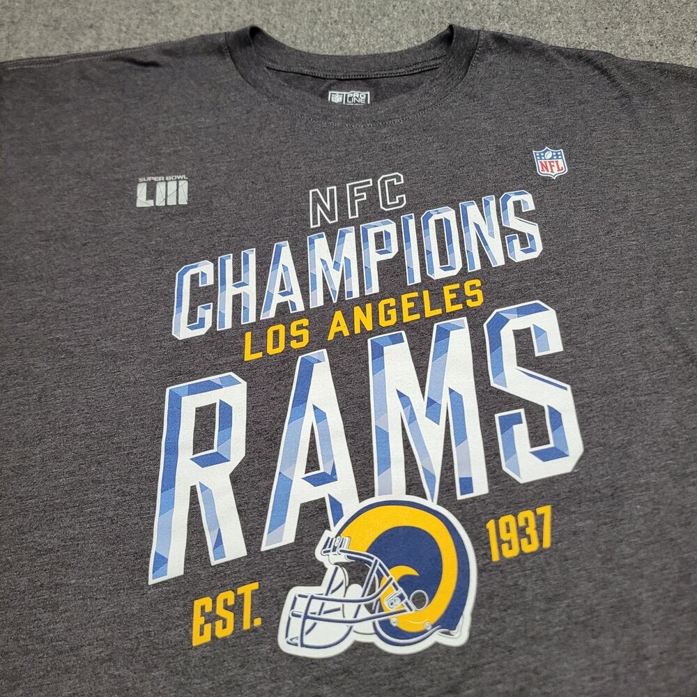 LA Rams Shirt Mens 3XL XXXL Gray Super Bowl LIII Graphic Long Sleeve Crewneck - Picture 3 of 9